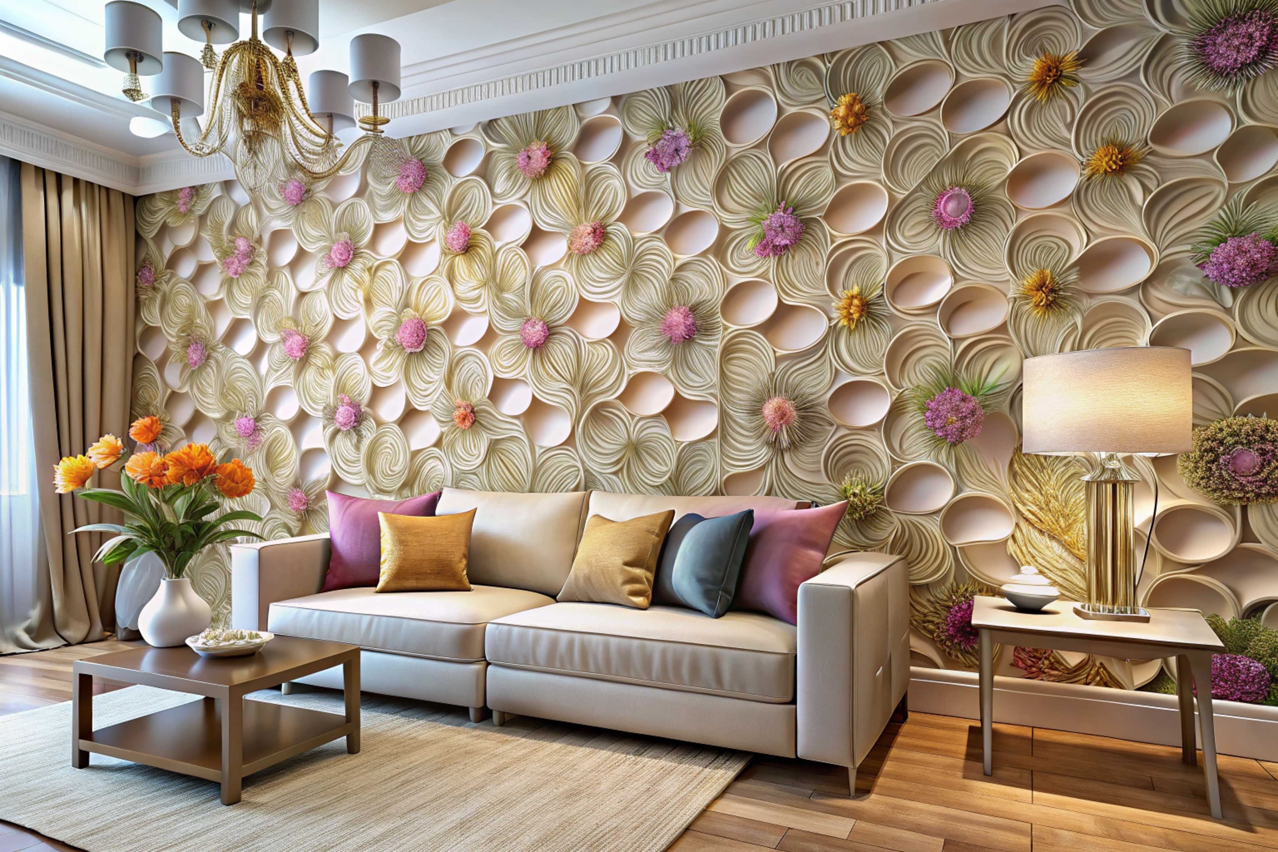 Stylish wallpaper for home in Warangal living room design